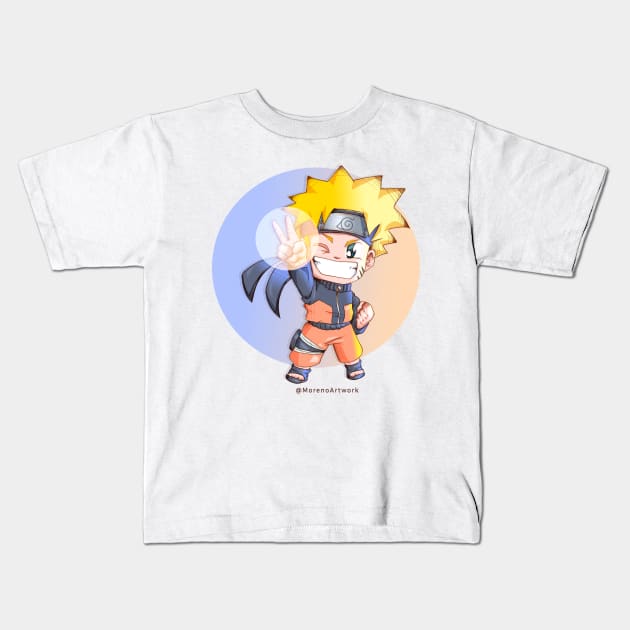 Anime Ninja Boy Kids T-Shirt by MorenoArtwork